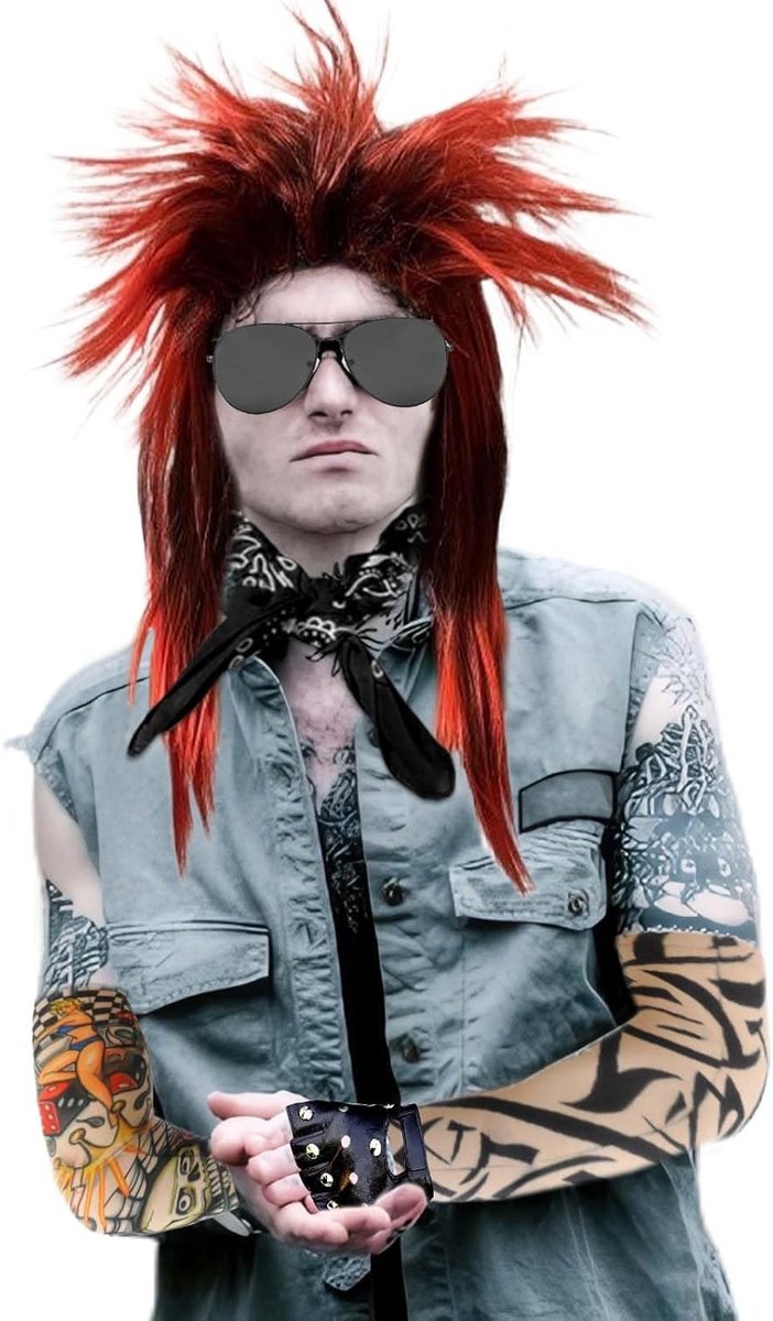 Blonde Mullet Perücke voor Mannen en Vrouwen - Rockster Themafeest, Carnavalskostuum en Cosplay Accessoire voor Halloween en Feestjes