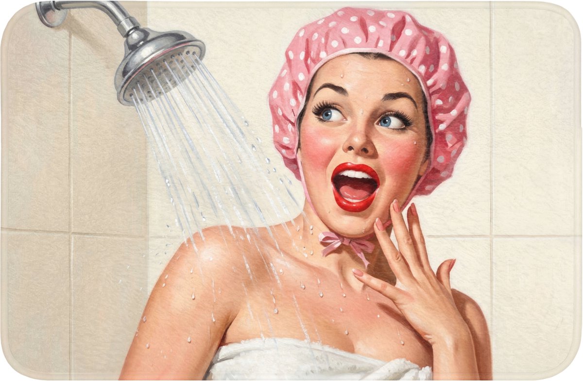 WC mat 60x40 cm - Antislip - Vrouw - Douche - Roze - Toiletmat - Vloermat - Douchemat - To