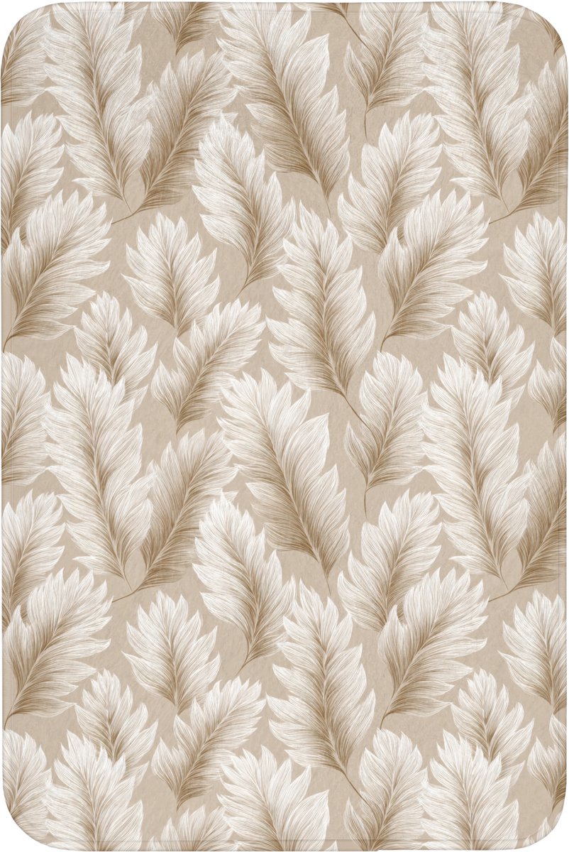 WC mat 60x90 cm - Antislip - Botanisch - Patroon - Beige - Toiletmat - Vloermat - Douchema