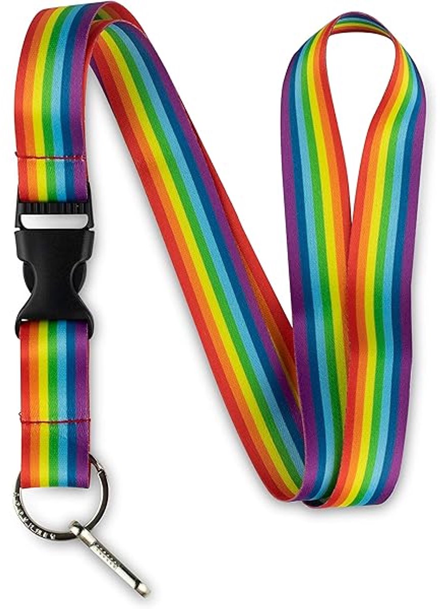 5x Keycord - Lanyard - Regenboog - Rainbow - Pride - Sleutelkoord - Neklint - 50 cm - Los te koppelen deel - Glanzend - Jonyx