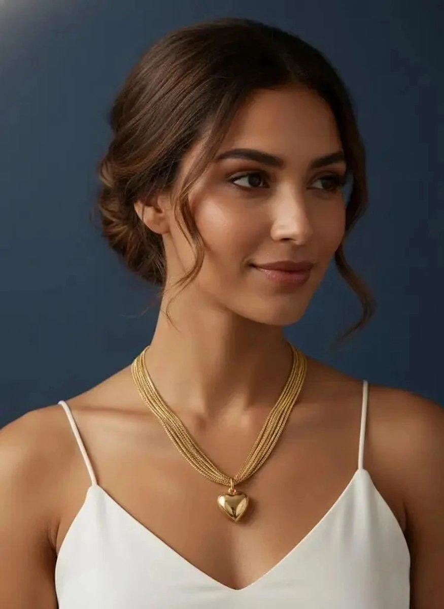 Dorvina Staal Verkleurt Niet Sieraad Goudkleurig Meervoudig Zincirli Hart Vintage Design Dames Ketting
