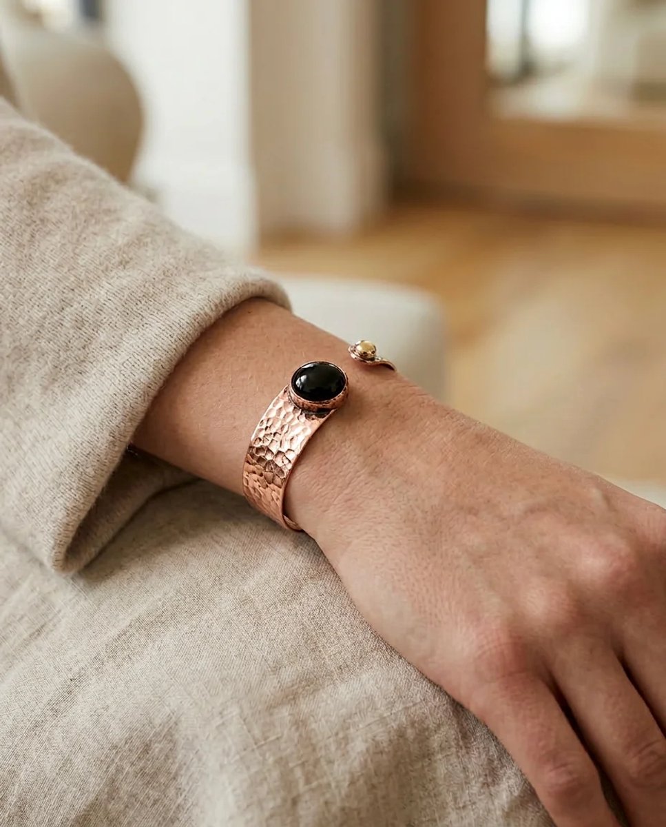 Dorvina Koper Armband Kristal Steen Saf Koper Helend Van Voren Verstelbaar Dames Armband