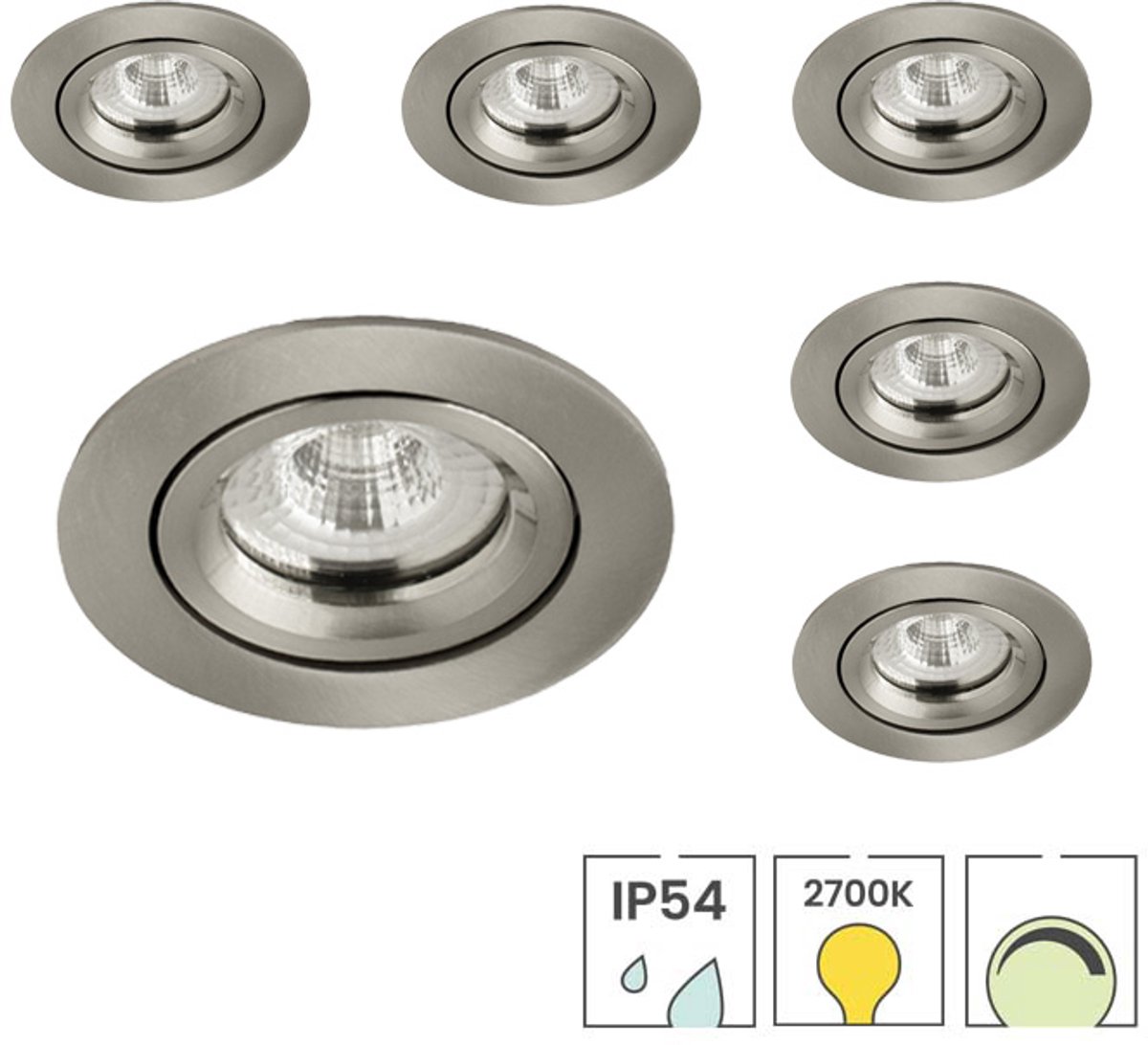 Lybardo - Lage Inbouwspots - 6-pack - 5W - Dimbaar - Waterdicht - Spotjes Inbouw
