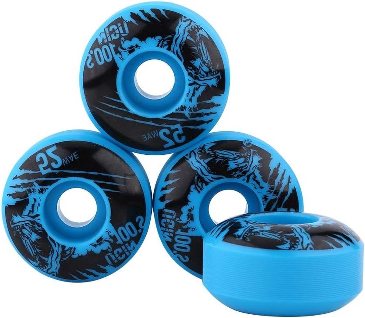 4 Stuks Skateboard Wielen Hoge Veerkracht PU SHR 100A 52mm x 30mm voor Longboard en Basis Skateboarding