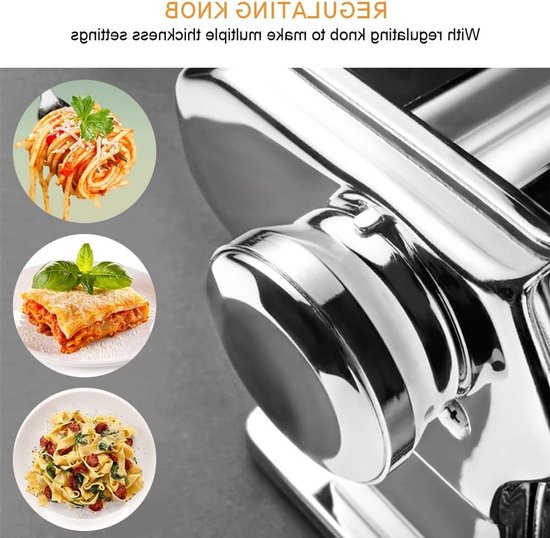 Jhubersproducts - Pasta Cutter Machine - 3-in-1 Noodle Roller en Maker - voor Lasagna en Spaghetti - Snijmessen 0.5-3mm - Voor het hele gezin van Jhubersproducts — afbeelding 2