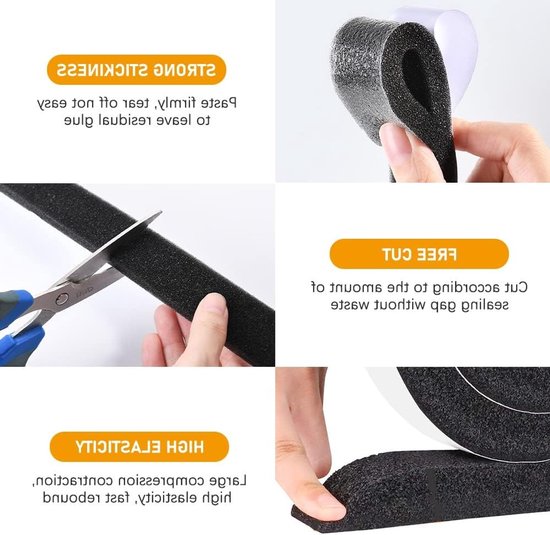 Rubberen afdichtstrip voor ramen en deuren, isolatieband 15 mm x 8 mm x 5 m, winddicht en hoog veerkrachtig — afbeelding 4