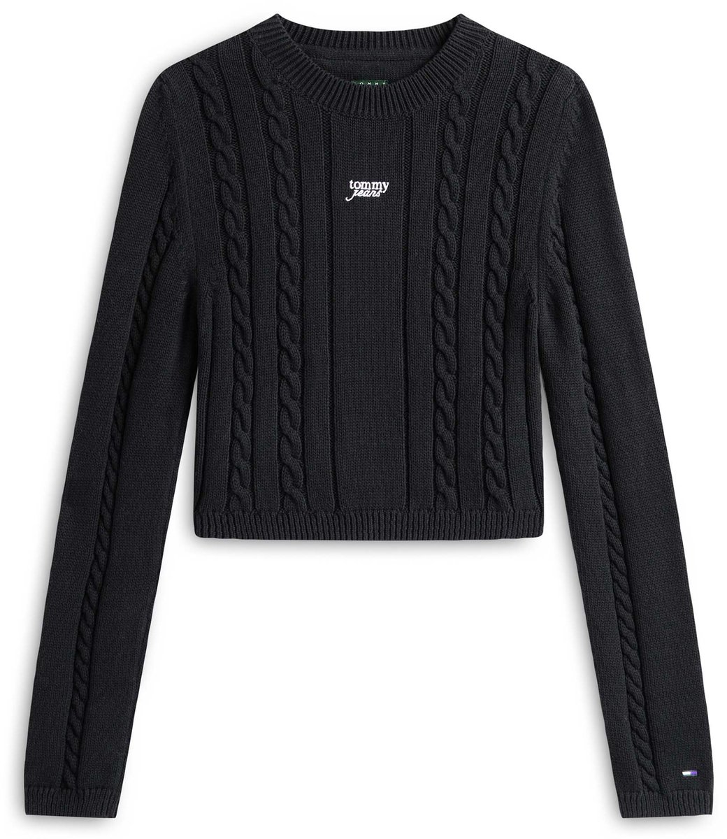 Tommy Jeans Tjw Cable Script Swe Trui Fashion Wear Vrouwen Zwart