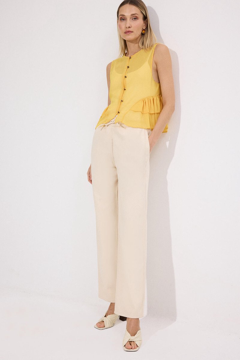 Touché Privé - Denim broek met elastische taille - Naturel - Dames