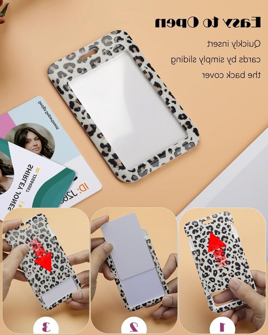 Stijlvolle Leoparden Badgehouder met Retractable Reel, Carabiner Clip en Afneembare Lanyard voor Werknemers, Verpleegkundigen en Docenten van Merkloos — afbeelding 5