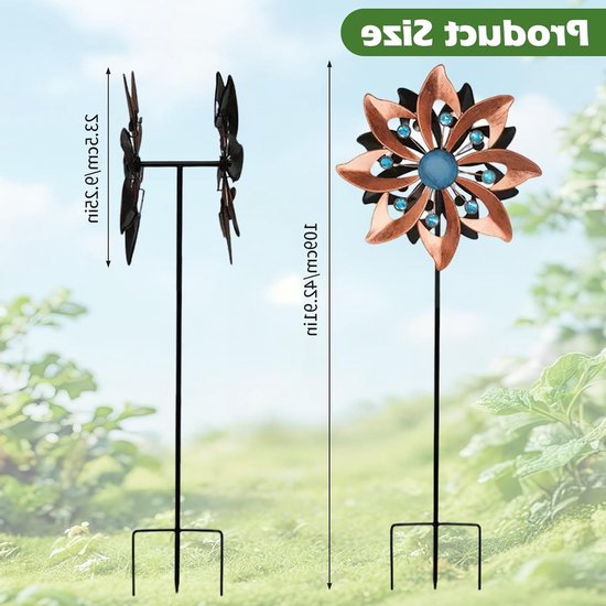 Decoratieve Windmolen voor Tuin, 109 cm, 3D Tuinsteker, Weerbestendig en Stabiel voor Buiten, Tuinaccessoires en Landschapsdecoratie van Merkloos — afbeelding 5