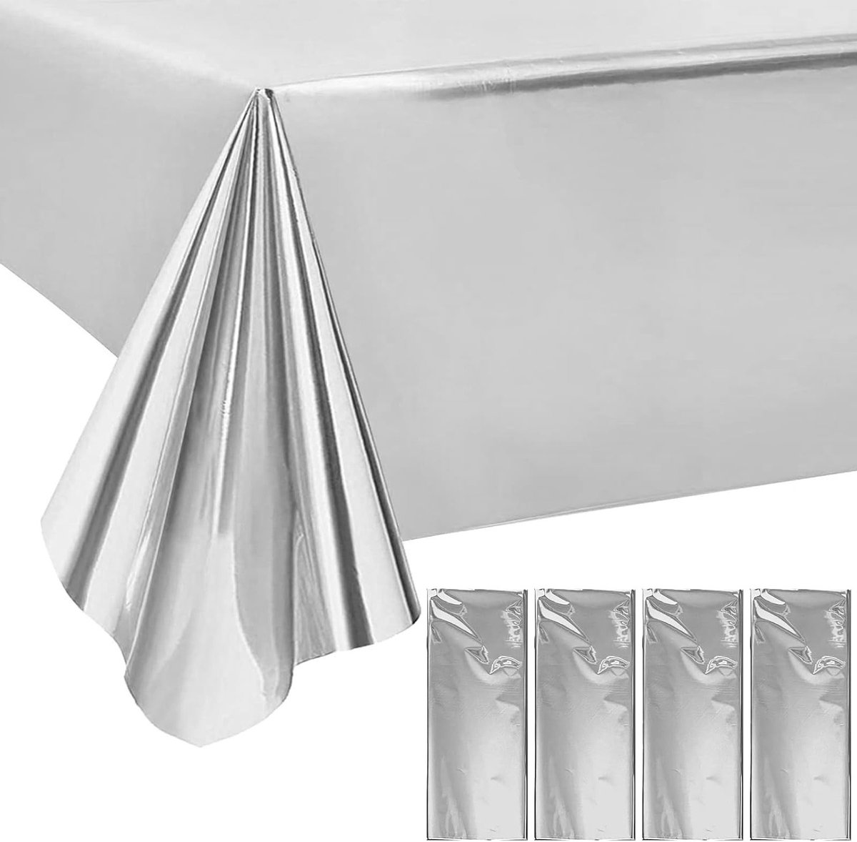 Set van 4 Verjaardagsfeest Tafelkleden - 137 x 274 cm, Plastic Tafelbekleding voor Feesten, Barbecues en Familiebijeenkomsten