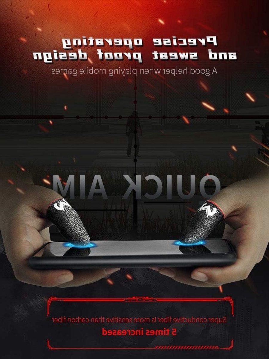Gaminghandschoenen voor mobiel, 4-delige set, anti-zweet, perfecte grip, ideaal voor gamers, touchscreen-compatibel, comfortabele pasvorm voor duim en vingers