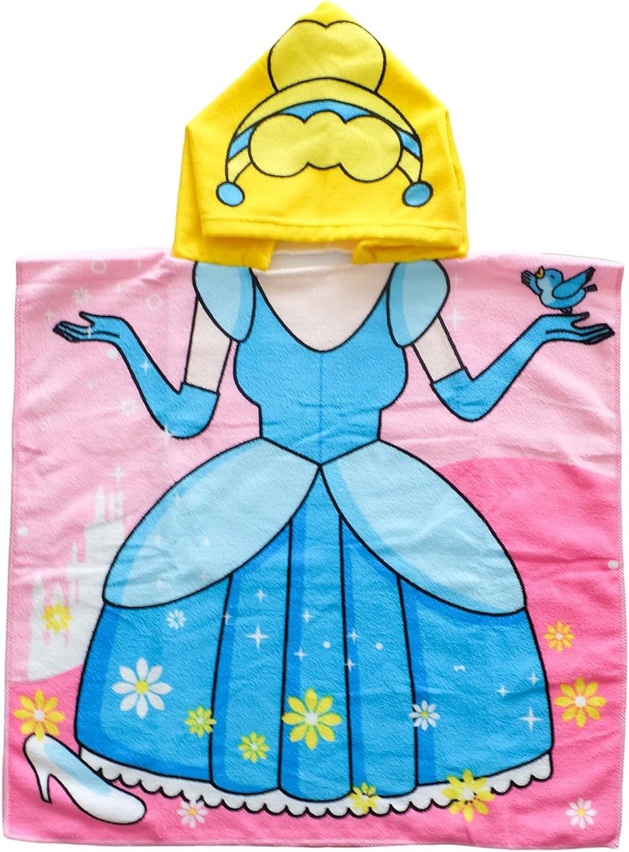 Poncho Handdoek voor Kinderen met Kap, Ideaal voor Thuis, Strand en Zwembad, Sneldrogend Microfiber