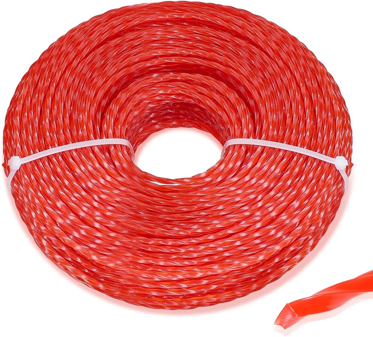 Professionele Trimmerdraad 3 mm, 75 m, Nylon Spiraal voor Grastrimmer en Bosmaaier, Rood