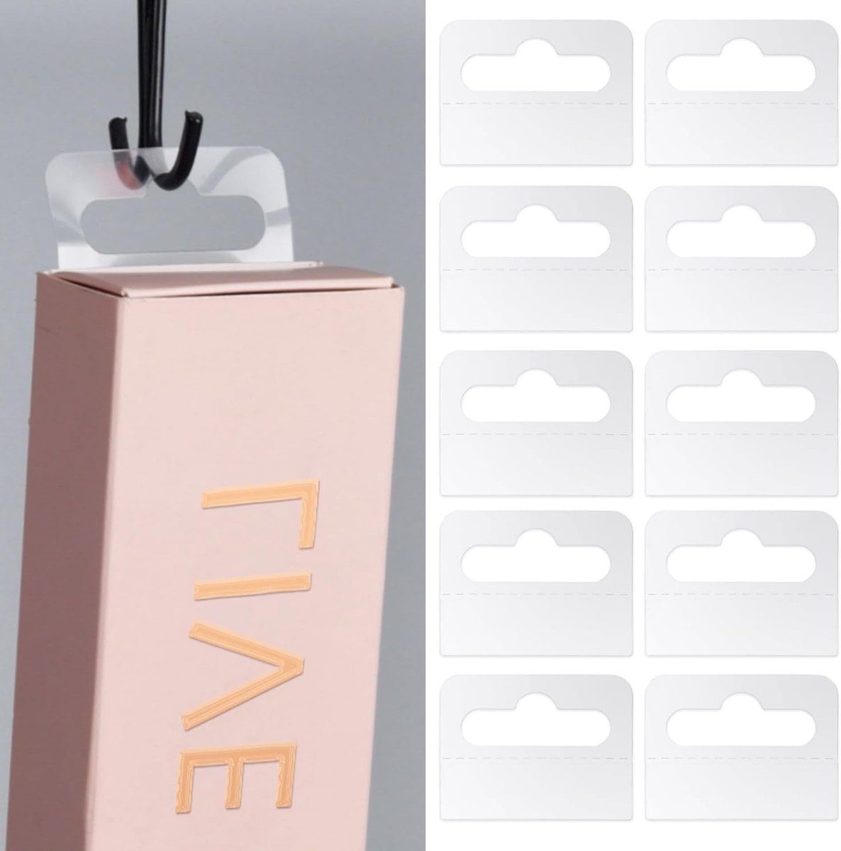 50 Stuks Zelfklevende Hangcaps, Transparant, Met Sleufgaatje voor Labels en Retail Displays