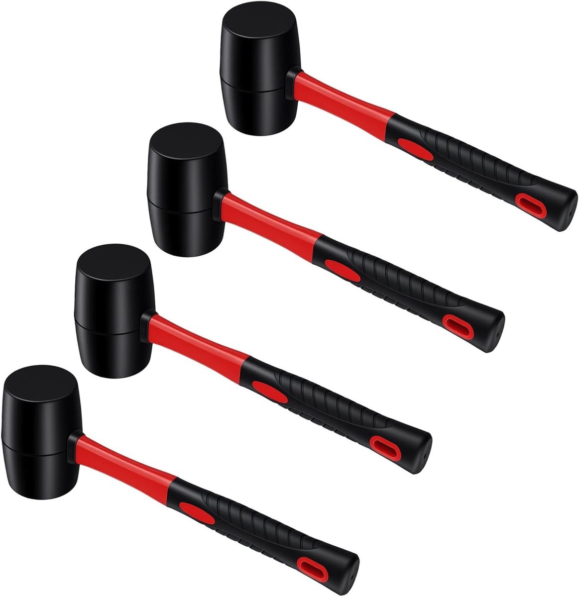 Rubberen hamer 24 oz, 4-delige set voor doe-het-zelf projecten, camping en houtbewerking, 335 x 105 x 64 mm