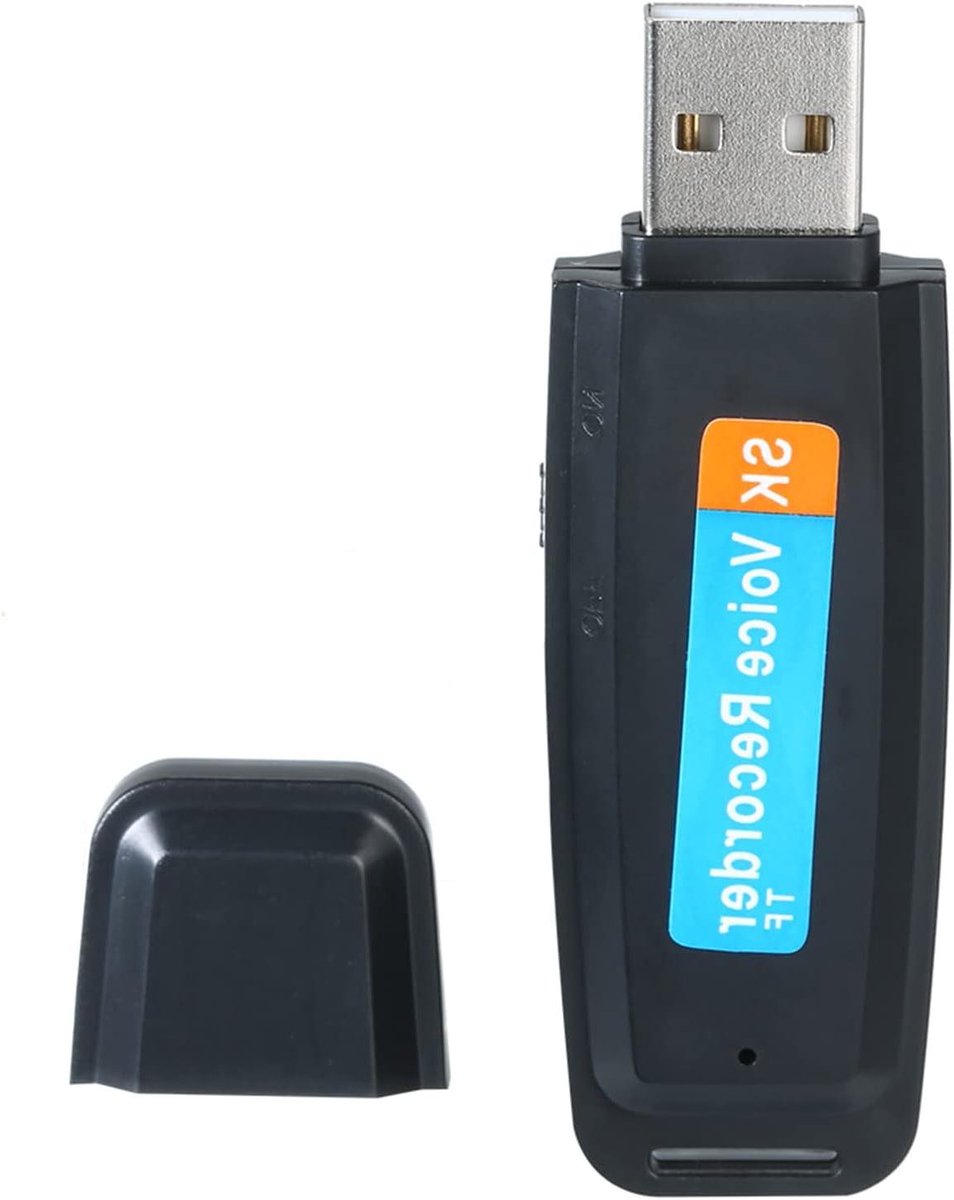 Mini Spraakrecorder - Digitale Opname - Vergaderingen Opnemen - Eén Knop Bediening - 7 cm Lang - Zwart