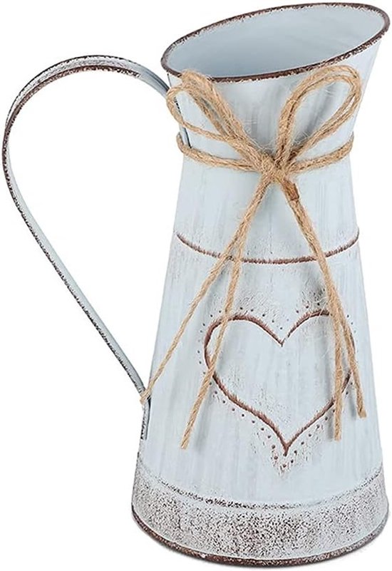 Unieke Hartvormige Bloemenvaas van Gegalvaniseerd Metaal, Landelijke Decoratieve Emmer voor Planten, Vintage Bohemian Stijl, Perfect voor Thuisdecoratie en Bruiloften
