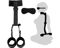 OLOEY Bondageset Nek-tot-Pols-Handboeien achter de rug-halsband en blinddoek-Verstelbare Bondageset voor in bed-SM-spellen-seksspeeltjes voor koppels en SM-zwepen