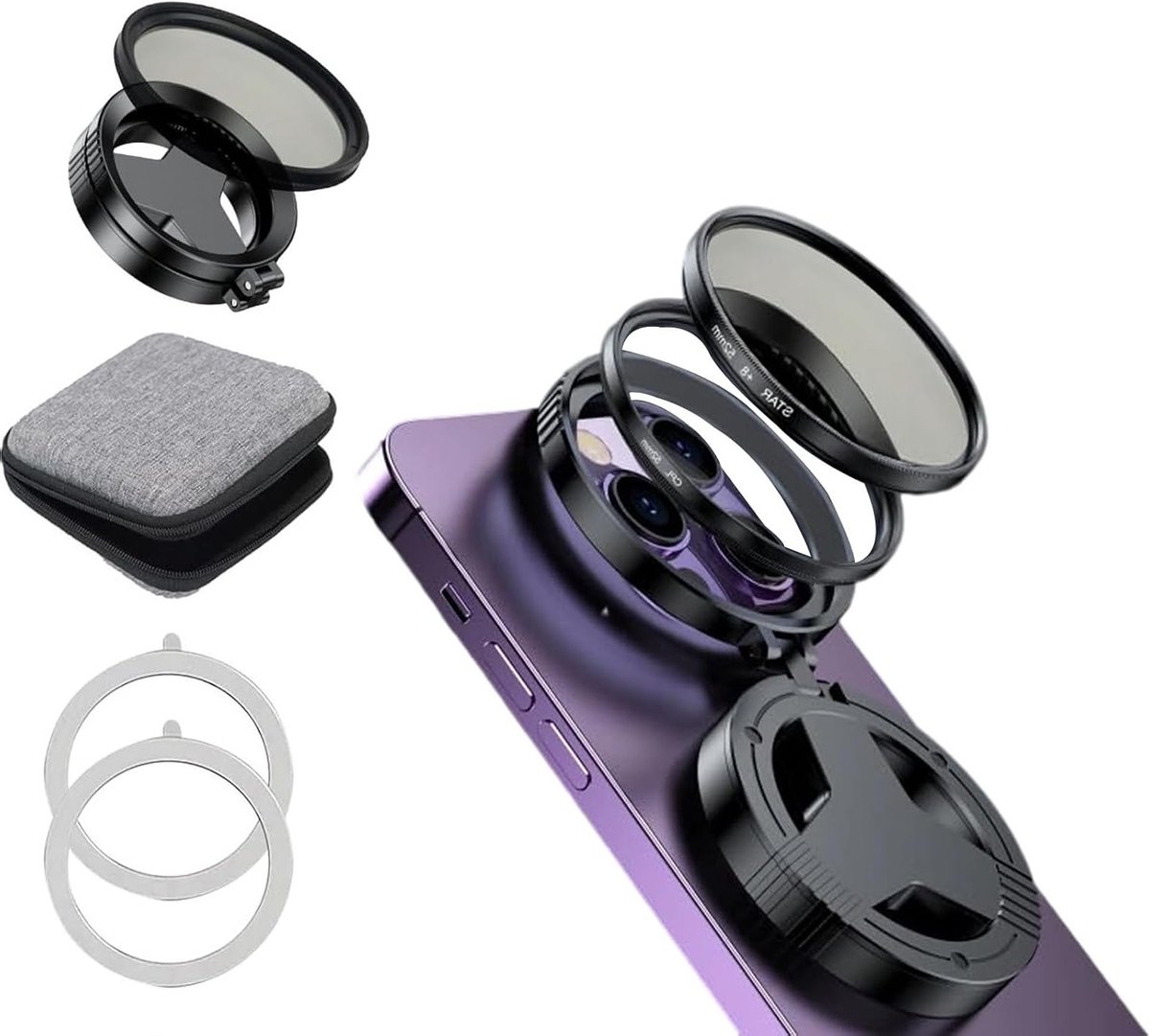 Rotating Polariserend Filter met Sterrenburst Effect voor Smartphones, Geschikt voor iPhone 13-17 en Samsung S21-S25, Verbeterde Fotografie en Beeldkwaliteit