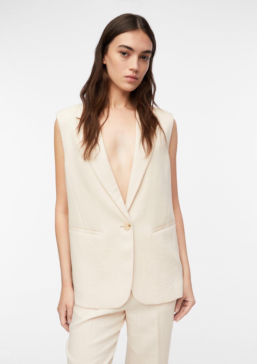 comma - female - Lang vest van viscose-linnenmix