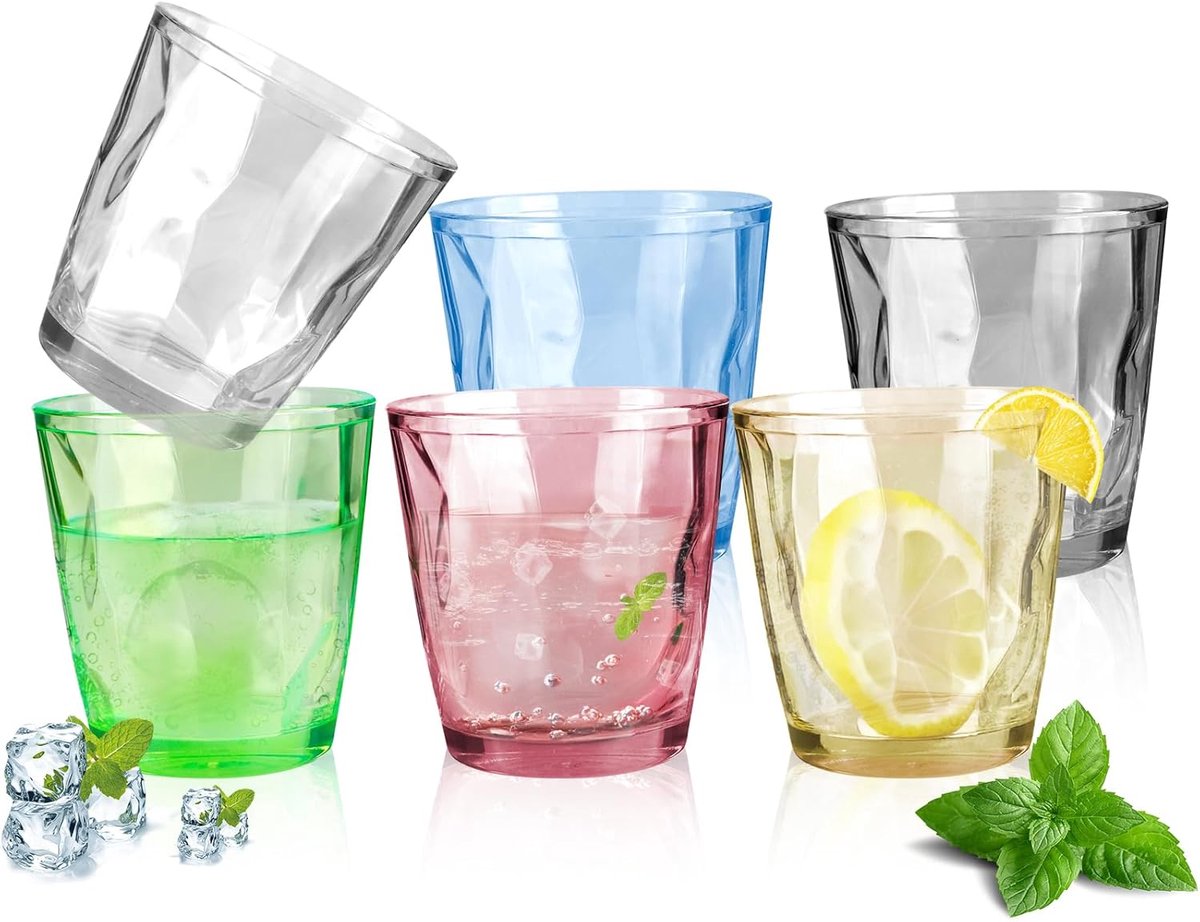 JeiibrZui 6 Kleurige Stapelbare Plastic Bekers - 330ml Onbreekbaar Acryl Set - BPA-Vrij Voor Picknick Feest Kinderen