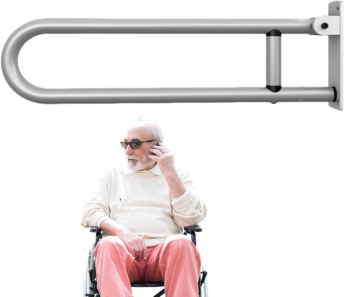 Veiligheidshandgrepen Badkamer - Steunbeugel Toilet - Ondersteuning bij Mobiliteit - Opklapbaar Ontwerp - 56.4 x 28.4 cm - Zilver