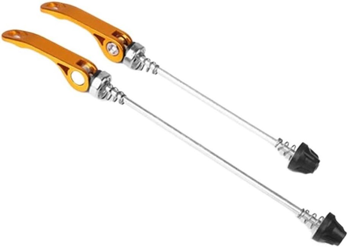 Snelspanner Snelspanner-Paar voor Fiets Wielnaafspiesen, geëxtrudeerde Bewerkte Moer, Voorspies, Lengte van de voorspies, Hoge Kwaliteit Snelspanner Snelspanner Fiets (Kleur: Goud)