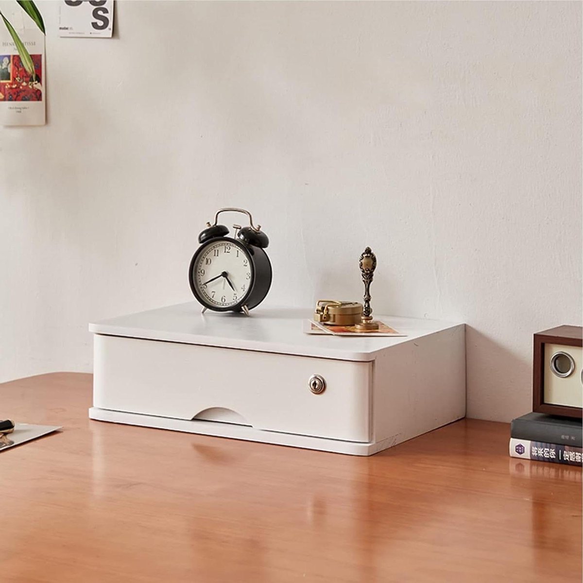 Desktop Opbergdoos - Lade Unit Kantoor - Kantoor Organiseren - Met Slotontwerp - 1 Lade - Houtkleur