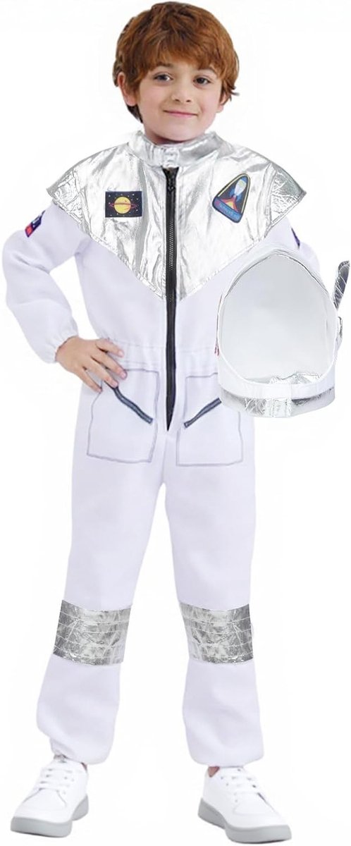 Kinderen Ruimtepak voor Halloween, Cosplay en Carnaval - Astronauten Kostuum met Helm, Fantasie Outfit voor Jongens en Meisjes