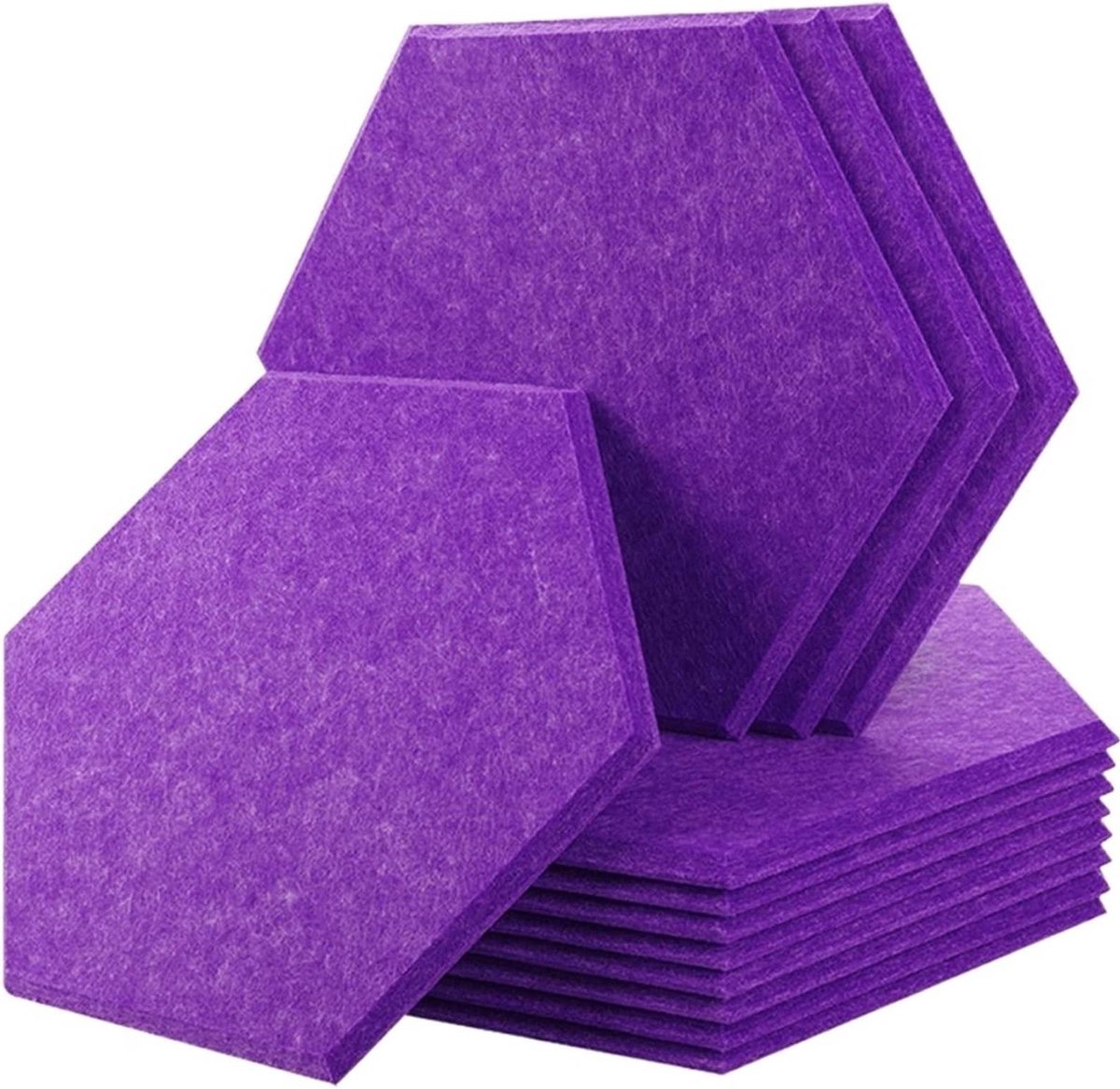 Geluidsabsorberende Panelen - Akoestische Platen - Geluidsisolatie Thuis - Hoge Dichtheid Schuim - Groot Zeshoekig - Paars