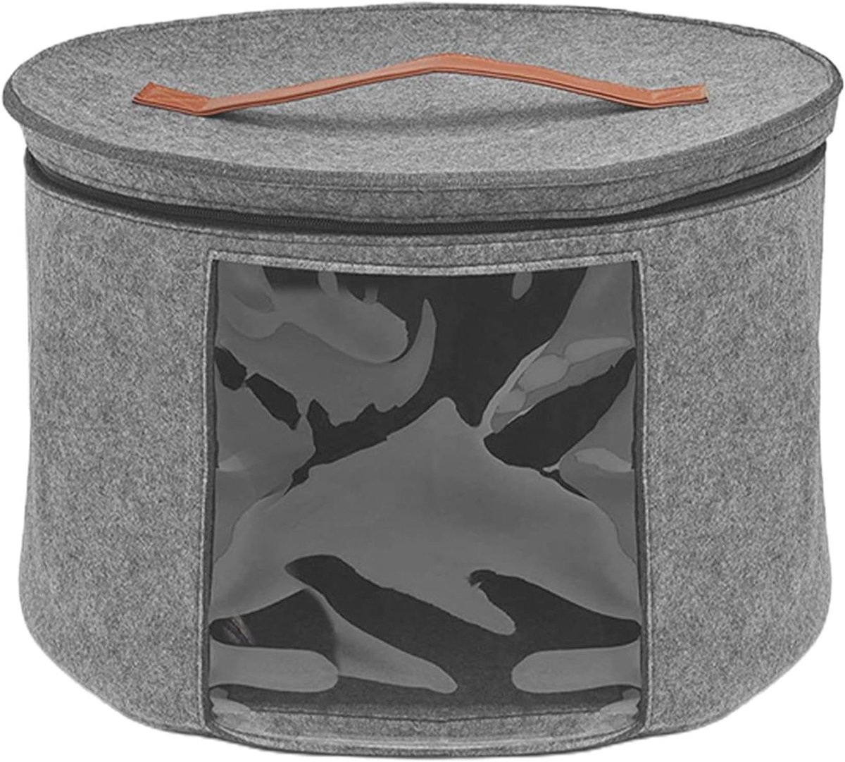 Hoedendoos - Opbergtas - Hoeden opbergen - Stevig viltmateriaal - 40x26cm - Grijs