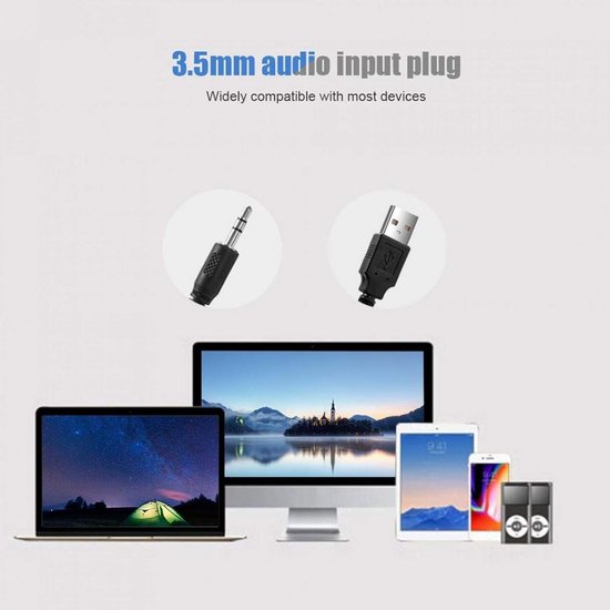Soundbar, USB Wired Stereo Soundbar 3D Stereo Sound Soundbar with Blue LED Breathing Light for TV Speakers/Home Cinema, Gaming, Projectors, 12 Inch — afbeelding 3