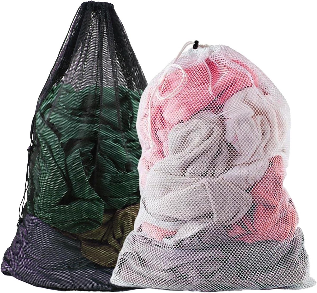 Extra grote wasnetzakken 70x90cm - 2 stuks, ideaal voor het wassen van kleding, ondergoed en delicate stoffen in de wasmachine, zwart en wit