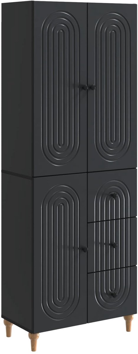 vidaXL Kast - Set - 2 - st - Zwart - 66 - x - 34,5 - x - 90 - cm - Bewerkt - hout