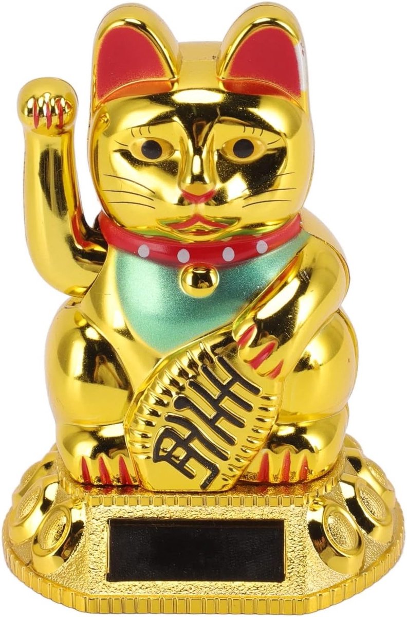 Gelukkige Chinese Kat, Decoratieve Gelukskat, Zonnelicht Inductie Beeldje voor Thuis en Auto, Feng Shui Ornamenten en Cadeaus