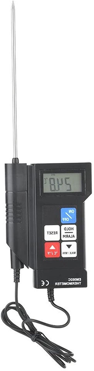 Professionele digitale voedselthermometer met sonde, Celsius/Fahrenheit schakelaar en geheugenfunctie voor nauwkeurige temperatuurmeting