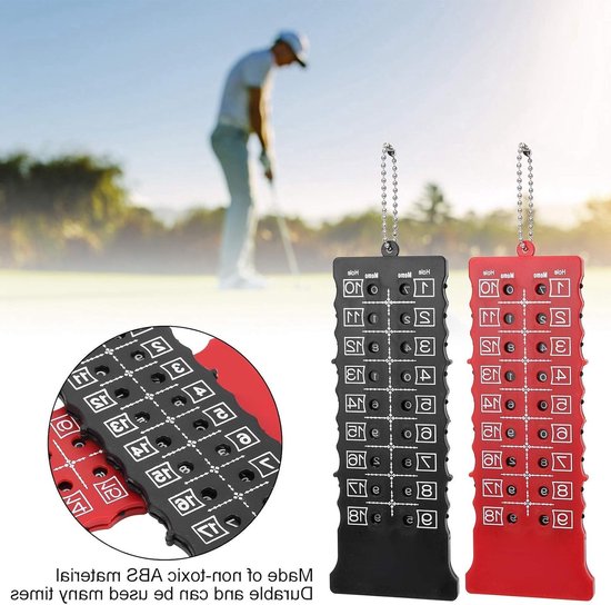 Allecto - Golf Score Counter - Stroke Counter - 2 Stuks - 18 Hole Scorecard Houder - Ronde Tellers Accessoires - Geschikt voor Golf - Zwart Model van Merkloos — afbeelding 5