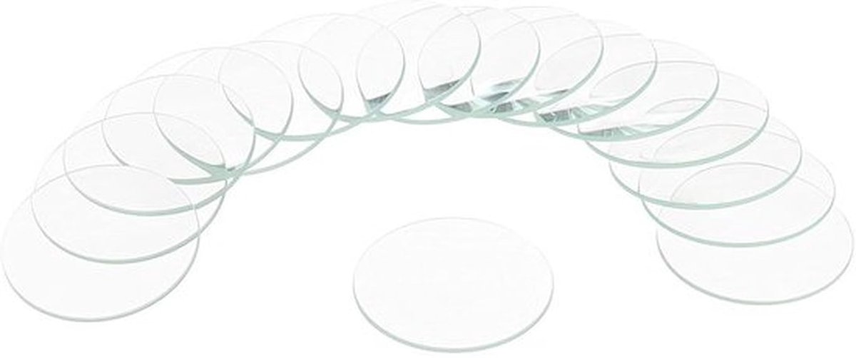 Ronde platte horloges met kristallen lens en glas - 16 stuks