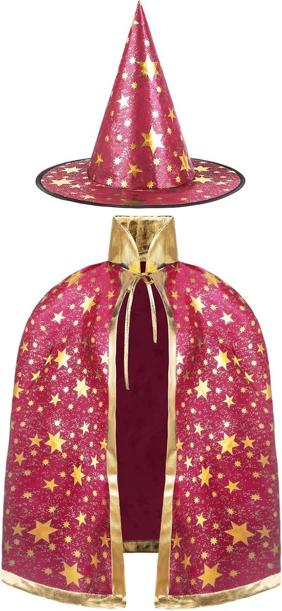 Toverachtige Cape voor Kinderen met Sterrenpatroon - Halloween Kostuum voor Meisjes en Jongens, Perfect voor Feestjes en Verkleedpartijen