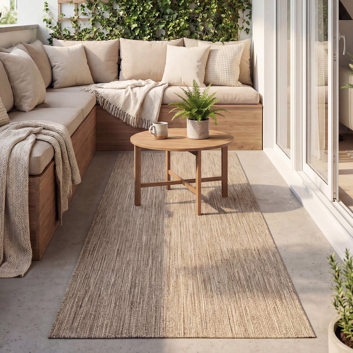 Fraai Balkonkleed - Malta Melange Naturel - 80x300cm
