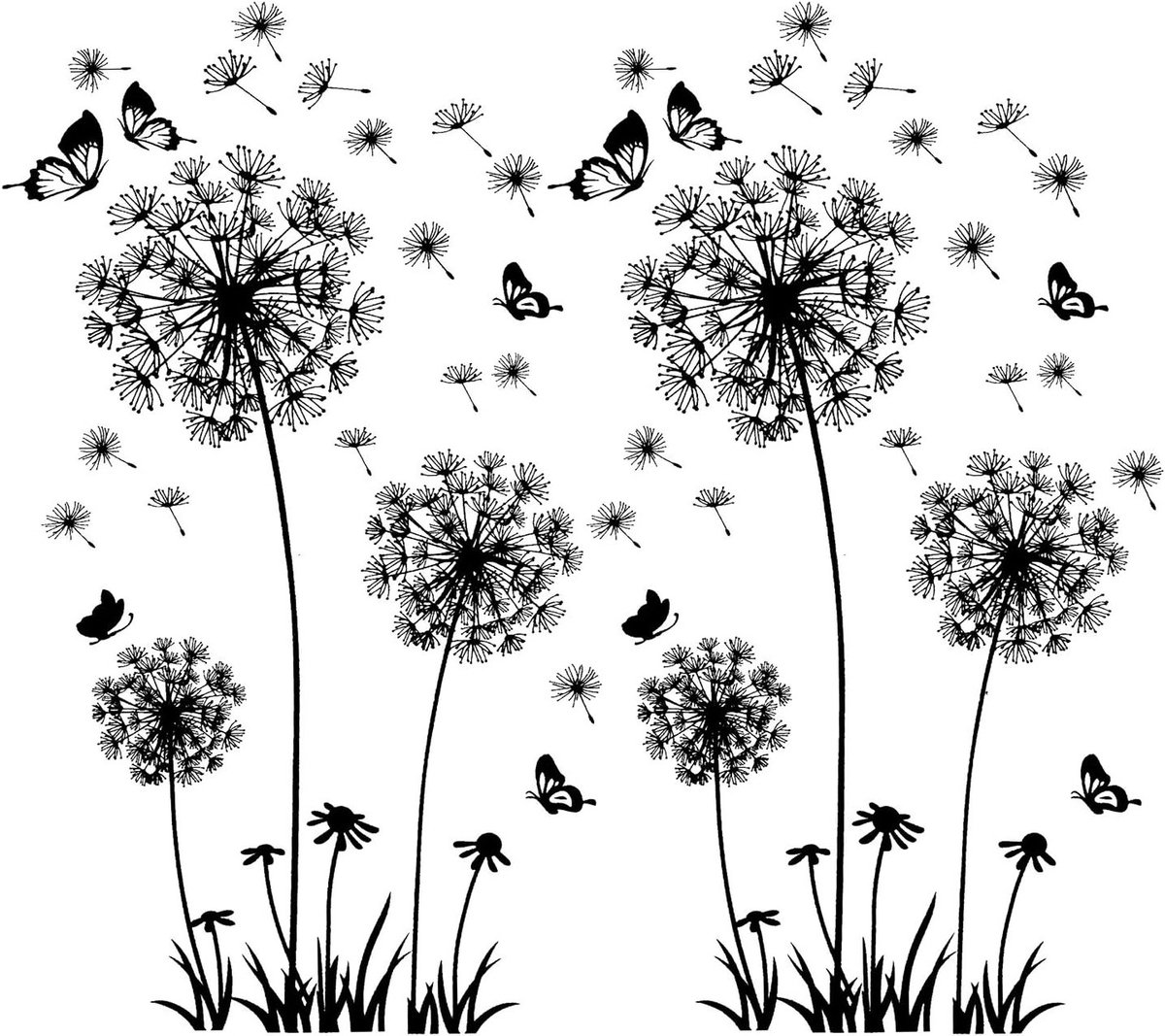 Grote Dandelion Muurstickers voor Wanddecoratie, XXL Bloemenstickers voor Woonkamer, Slaapkamer en Hal, 165 x 130 cm, Creatieve Interieurdecoratie, Muurdecoratie, Wandkunst