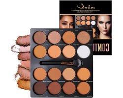 Professionele Contour Palette met 16 Kleuren, Matte Make-up Kit voor Medium tot Donkere Huidtonen, Perfect voor Make-up Artists