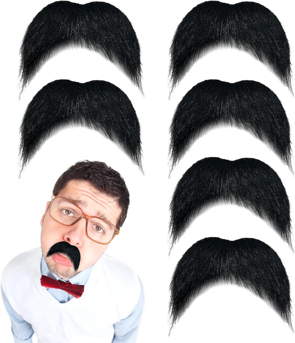 Set van 6 Zelfklevende Kunstmatige Snorren en Baarden voor Feestjes, Cosplay en Halloween Kostuums - Grappige Accessoires voor Kerst en Verkleedpartijen