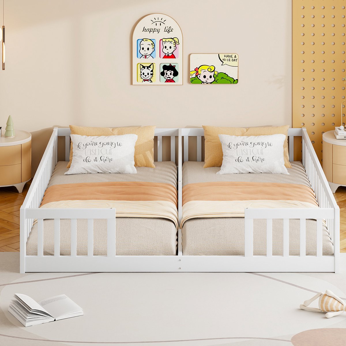 Kinderbed - 90x200 cm - met Veiligheidshekje - Grenenhout - Wit
