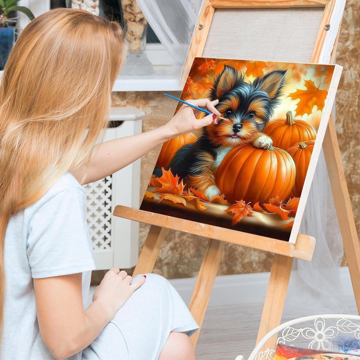 Herfst Schilderen op Nummer voor Volwassenen - 4 Delige DIY Set met Dieren, Lijsten en Acrylverf voor Creatieve Hobby's — cadeau in Hobby - foto 4