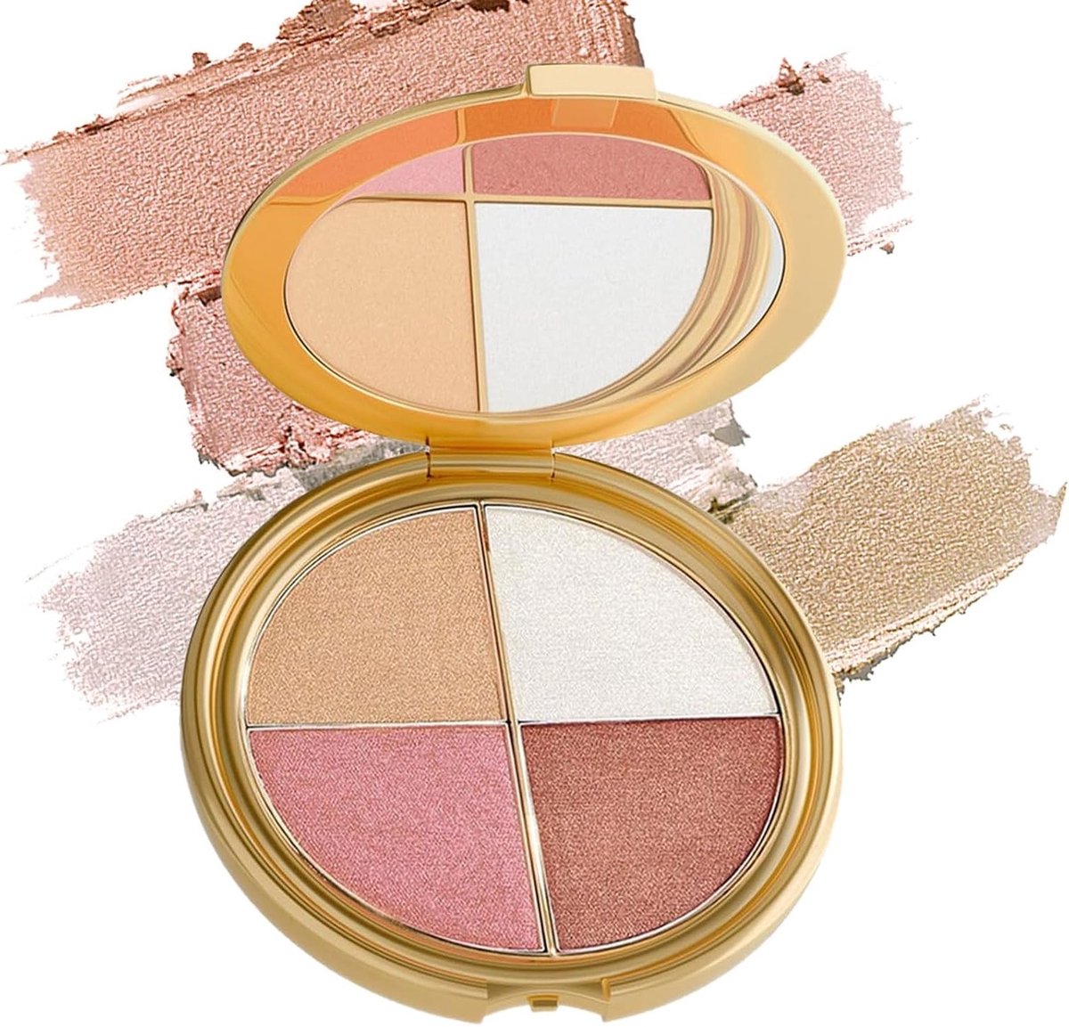 Multifunctionele Oog- en Wangenpalet voor Make-up, Oogschaduw, Highlighter en Contourpoeder voor een Natuurlijke Glans en Stralende Teint