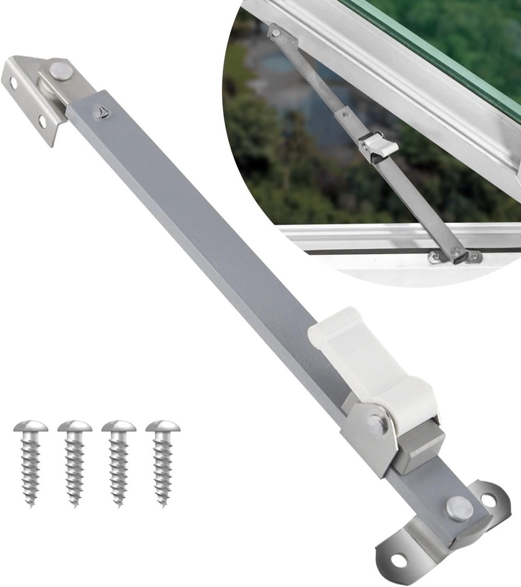 Raamvergrendeling - Kantelregelaar Grendel - Veilig Ventileren - Verstelbare Opening - 29 cm - Zilver