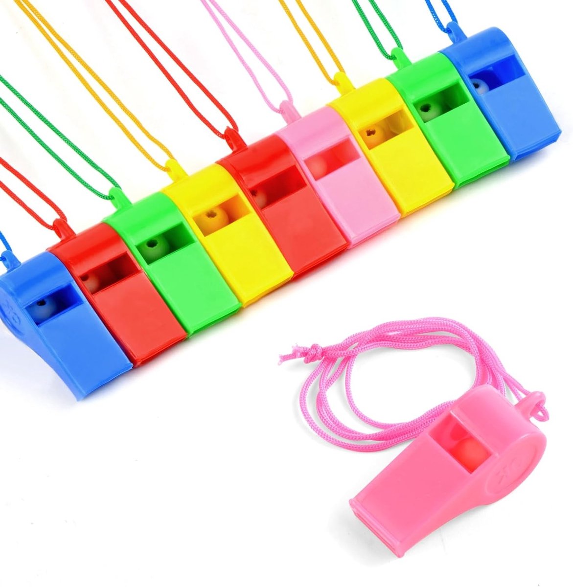 Plastic Fluitjes Set van 10, Ideaal voor Scheidsrechters, Sporttraining en Noodgevallen, Inclusief Lanyard en Geschikt voor Voetbal en Schoolactiviteiten