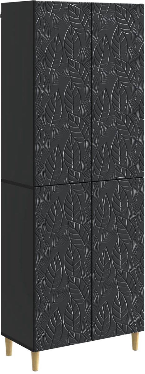 vidaXL Kast - Set - 2 - st - Zwart - Bewerkt - hout
